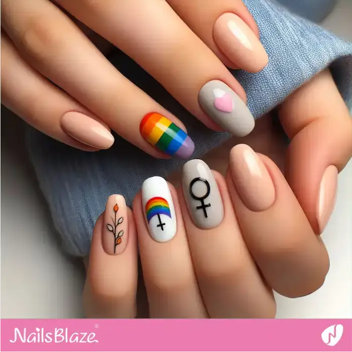 Lesbian Gender Symbol Nail Design | Pride | LGBTQIA2S+ Nails - NB2080
